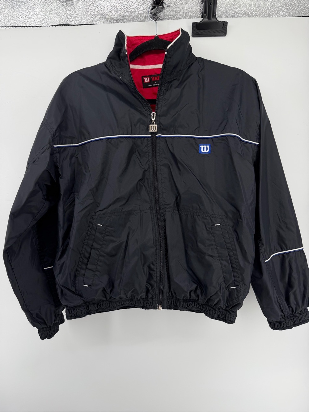 Vintage Wilson Windbreaker Jacket Black Red Y2K Sportswear Size L
